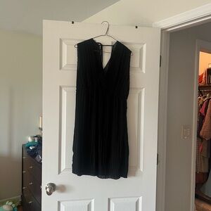 Lovestitch Elegant Black Sleeveless Pleated Chiffon Dress Sz L